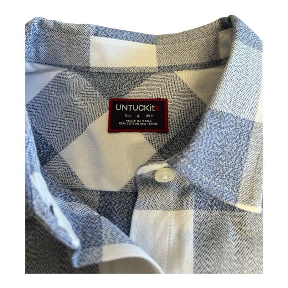 UNTUCKit Womens Volnay Plaid Long Sleeve Button Down Top~Various~Blue White NWT - Picture 10 of 11